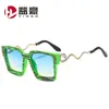 Gafas de Sol Decorativas Cuadradas de Serpiente de Marco Grande Europeas y Americanas Personalizadas Moda de Celebridad de Internet Protección Solar al Aire Libre Vacaciones Gafas de Sol Transfronterizas