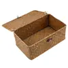 Tejido de paja Tejido de ratán Caja de almacenamiento tejida Caja de almacenamiento Cesta organizadora con tapa Caja de regalo de boda Caja de embalaje navideño Recuerdo