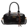 Bolsa Transversal de Mão para Ombro Bolsa de Boliche Feminina Estilo Designer Coreano de Nicho Bolsa Boston Retrô Transversal Versátil