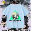 Nova Camiseta Delta Force Weilong Rosa Vermelho Comedor de Ouro Lobo para Meninos, Manga Curta Estudante Solta Tendência