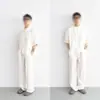 Conjunto de Camisa de Manga Curta e Calça Longa Estilo Old Money 2026 para Homens Versátil Fashionável Design Simples para Saída Diária