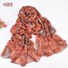 Otoño e Invierno Nuevo Estilo Moda Flor de Anacardo Bufanda Larga Ligera y Transpirable Chal de Voile Estampado de Alta Calidad para Mujeres