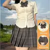 Uniforme Escolar Jk de Verão Design de Alta Qualidade Branco Slim Top Bolha de Manga Curta Saia Plissada Conjunto de Três Peças