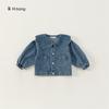 Roupas Infantis Youbao Jaqueta Jeans Infantil Estilo Coreano para Meninas Primavera e Outono Gola de Renda Jaqueta Jeans Infantil Top Cardigã Casual