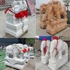 Fabricante de elefantes de pedra personalizados, artesanato de hotel, elefante bebê de mármore, par de enfeites de elefante de pedra de mármore branco para porta