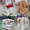 Un par de esculturas de elefantes de mármol blanco para entrada exterior, elefantes animales de mármol para patio y decoración de hotel