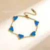 Pulseira Cruzada Simples de Trevo de Quatro Folhas Dupla Face Ouro 18K Não Desbota Joia de Moda Versátil Feminina Pulseira de Trevo da Sorte Venda por Atacado