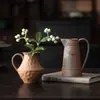 Jarrón Antiguo de Arcilla Rocosa, Florero Cerámico Retro, Arreglo de Flores Secas para Sala de Estar en Casa, Decoración de Escritorio para Plantas Verdes Hidropónicas, Jarrón Pequeño