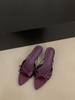 Sandalias de Tacón Alto con Lazo de Tacón Kitten Francés para Ropa Exterior de Mujer 2025 Nueva Moda de Verano Puntera Puntiaguda Sandalias de Punta Abierta