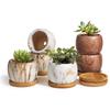 Vaso de cerâmica para plantas suculentas com impressão de transferência de água transfronteiriça com bandeja de bambu Jardinagem nórdica Planta suculenta em vaso Vela aromática para vaso