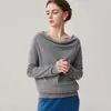 Suéter de cachemira para mujer, estilo francés, corte holgado, mangas murciélago, top de punto liso simple, otros estilos