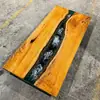 Mesa de Madera Maciza con Resina Estilo Europeo, Mesa de Río de Resina Hecha a Medida, Exquisita Mesa de Centro de Recepción de Hotel de Lujo