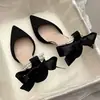 Zapatos de Tacón Alto de Una Correa a la Moda para Mujer, Nuevo Estilo Primavera y Verano, Punta Fina, Tacón Delgado, Moño, Punta Cerrada, Sandalias Caladas