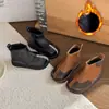 Botas de Cuero Sintético Estilo Británico para Niñas con Punta Dividida, Botas Martin Nuevas de Invierno para Bebés, Botines para Niños, Zapatos de Algodón Forrados de Felpa para Niños