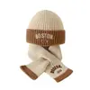 Gorro de punto para niños Invierno Sencillo Conjunto de bufanda tejida para niños Gorro de lana para niñas Resistente al viento Cálido Gorro para bebé