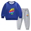 Conjunto de suéter infantil outono e inverno 2023 Estilo ocidental novo grande infantil de veludo acolchoado quente de inverno com mangas compridas