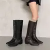 Botas de caballero de estilo británico a la moda para adelgazar de 5,5 cm, nuevo modelo otoño e invierno 2026, punta cuadrada, tacón grueso, botas altas hasta la rodilla