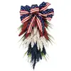 Nova Guirlanda Americana de Dia da Independência Transfronteiriça com Espigas de Trigo Vermelhas, Brancas e Azuis, Guirlanda Decorativa de Parede para Pátio e Porta da Frente