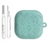 Funda protectora de silicona adecuada para Samsung Buds4/Buds4Pro con patrón de grabado floral, funda suave Bluetooth anticaídas