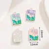 Pintura a Óleo Retrô Francesa Monet Rosa, Azul e Roxo Três Cores Pingente Pingente de Prata Estilo Antigo Liga Metálica Acessórios DIY