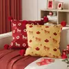 Cojín Decorativo Rojo de Año Nuevo para Sofá, Sala de Estar, Atmósfera de Lujo, Funda de Cojín para Cabecera con Relleno, Extraíble y Lavable