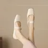 Zapatos Casuales Blancos de Tacón Bajo Suave, Zapatos de Salón de Punta Cuadrada Baja, Tallas 32-43, Zapatos Amazon