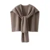 Nuevo chal tejido de cachemira de color liso para mujer Otoño/Invierno 2026, abrigo casual cálido grueso en forma de T para clima frío