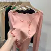 Suéter Pulôver Tricô Irregular com Laço para Mulheres, Novo Estilo Suave de Primavera e Outono, Top com Design Único