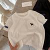 Camiseta Blanca de Manga Corta 2025 Verano Tendencia Marca Bolsillo para Niños y Niñas, Camiseta de Media Manga para Bebés, Algodón Puro de Seguridad Clase A