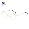 Gafas planas con protección contra la luz azul para hombre, montura poligonal de metal retro, montura artística de estilo coreano para mujer, gafas para miopía.