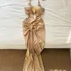 Elegante nuevo conjunto de una pieza largo color oro champán con abertura, traje de baño bikini de dos piezas, sexy para vacaciones en aguas termales