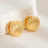 Pendientes con Textura de Concha Marina para Mujer, Diseño de Nicho, Gama Alta, Estilo Minimalista, Pendientes de Concha Coreanos Vintage