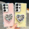 Funda para Teléfono Móvil con Soporte de Corazón de Piedra Preciosa Flash Diamond IMD Adecuada para Samsung S25Plus Niche A56 Estilo Girly A17/A07