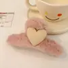 Pinza para el pelo de peluche con forma de corazón, Pinza grande de tiburón linda para otoño e invierno, Accesorio para el pelo para peinar la parte posterior de la cabeza y sujetar el flequillo