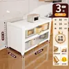 Armário de armazenamento de chão para cozinha e sala de jantar com porta, armário de armazenamento com porta, micro-ondas, forno, panela, armário de armazenamento de função multicamada, prateleira