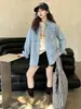 Camisa Jeans Feminina Roupa Infantil Primavera e Outono Estilo Coreano Novo Modelo para Crianças Maiores Camisa Jaqueta Casual Versátil