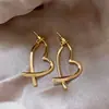 Aretes de Temperamento Sencillo Aguja de Plata Estilo Metálico Amor Costura Temperamento de Mujer Celebridad de Internet Dos Usos Moda Estilo Frío