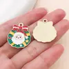 30 accesorios para joyería DIY: Árbol de Navidad de dibujos animados estilo gota de aceite, muñeco de nieve, Papá Noel y campanas como colgantes de regalo hechos de aleación de zinc