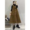 Outono e inverno vestido de veludo cotelê vestido de moda solta idade-redução de idade de tamanho superior roupas femininas