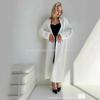 Cardigan de Tricô Branco com Imitação de Veludo de Mínk Transfronteiriço, Peça de Roupa Externa Feminina para Outono e Inverno, Cardigan Longo Solto de Pelúcia Fofo