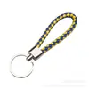 Llavero colgante de cuerda de cuero tejido de fábrica con cabeza de plástico para pareja, llavero de coche de cuero, colgante, accesorios, venta al por mayor