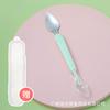 Colher Infantil de Alto Valor Estético, Colher Raspadora Dupla Face de Aço Inoxidável, Utensílio de Silicone para Alimentação Complementar de Bebê, Colher para Purê de Frutas, Novo Estilo Chinês