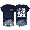 Camiseta informal de manga corta con estampado europeo y americano a doble cara, estilo "mi mamá jugadora de voleibol", versátil y de cuello redondo.