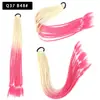 Pelucas Trenzadas de Colores Estilo Europeo y Americano, Coletas de Color Degradado, Trenzas de Espiga de Celebridades de Internet, Trenzas de Boxeadora de Tres Hebras para Discoteca