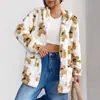2026 Cardigan de Felpa con Capucha y Cremallera Estampado Transfronterizo Europeo y Americano de Doble Cara Abrigo Casual de Felpa de Longitud Media para Mujer Otoño e Invierno