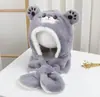 Gorro Bufanda Guantes de Invierno para Niños Oso Lindo Tres en Uno Todo en Uno Gorro de Invierno para Niñas Protección para las Orejas