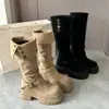 Botas altas para mulheres baixinhas, de sola grossa, acima do joelho, novo estilo outono/inverno 2025, botas plataforma, botas de montaria de cano alto