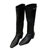 Botas Altas de Cuña con Hebilla Trasera y Cierre de Cremallera, Puntera Cuadrada, Gamuza, Otoño/Invierno 2026