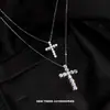 Venta al por mayor directamente del fabricante.: Collar de Cruz con Incrustaciones de Diamante para Chica Popular, Lujo Ligero, Sensación de Alta Gama, Cadena Única Dulce y Fresca para Clavícula para Mujeres