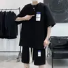 Traje Deportivo Casual de Waffle para Niños Verano Holgado Talla Grande Moderno Atractivo Manga Corta Pantalones Cortos Conjunto de Dos Piezas Ropa para Hombre